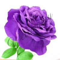 Бумажный ростовой цветок на ножке Фиолетовая роза